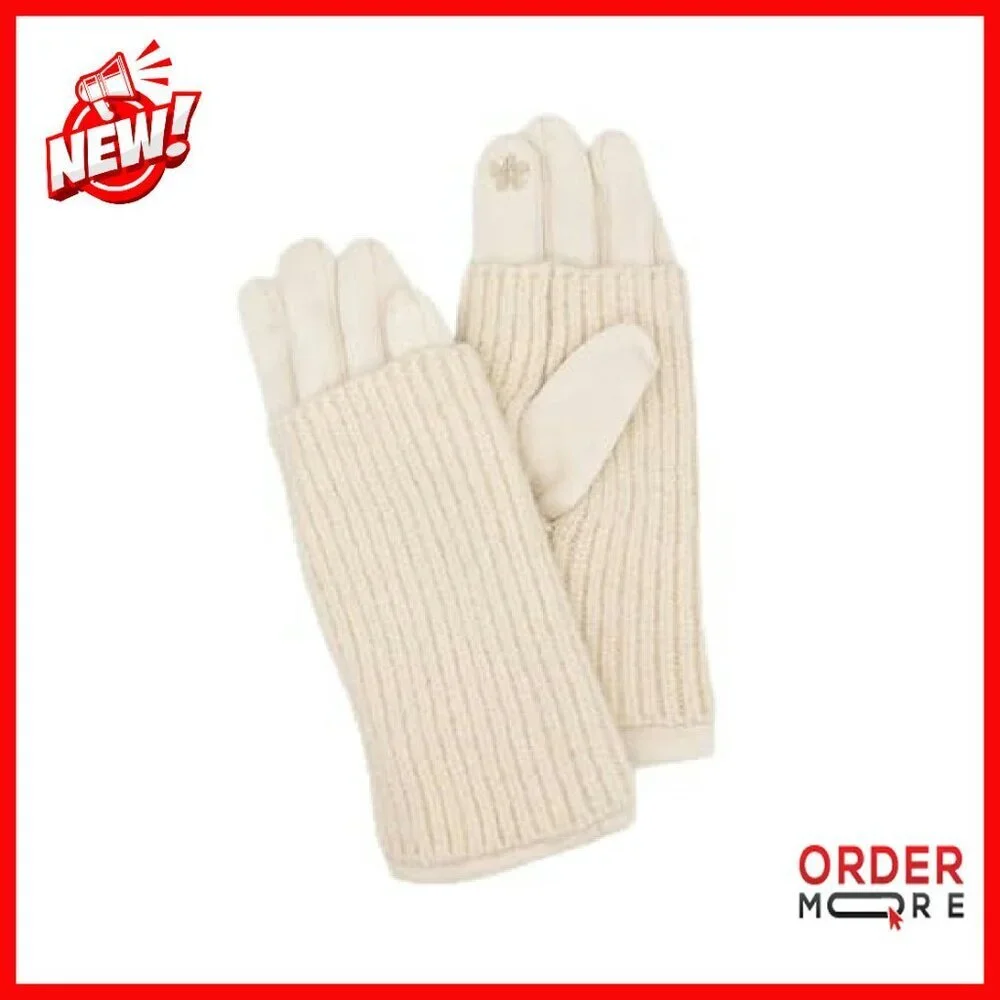 2-in-1 Faux Suede Gloves with Removable Knit Wrist Warmers